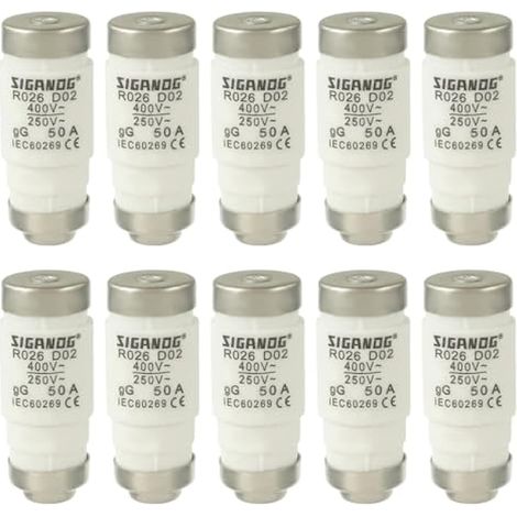 Fusible D02, fusible bouteille 50A gL/gG 400VAC (10 pièces) (1/5)