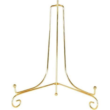 - Soporte de exhibición - Base para fotos - Soporte para platos y marcos - Decoración para el hogar y la oficina - Dorado - 12 cm (1/5)