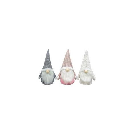 Lot de 3 gnomes de Noël suédois en peluche (gris, rose, blanc) –