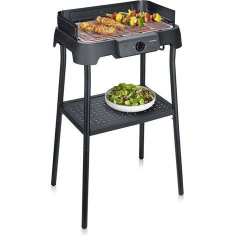 Barbecue elettrico su piedi - SEVERIN - PG8594 - 2000 W - Superficie di cottura 38 x 22 cm - Termostato regolabile - Nero
