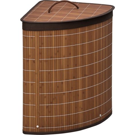Wäschekorb, 55 l Fassungsvermögen, abnehmbarer Deckel, 38 cm x 38 cm x 57 cm, braun