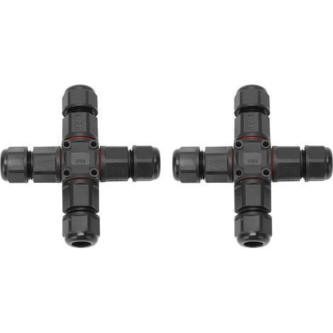 Boîtier de jonction 4 voies 2 pièces IP68 étanche - Connecteur électrique 2 broches 3 broches pour câble d'alimentation industriel (1/5)