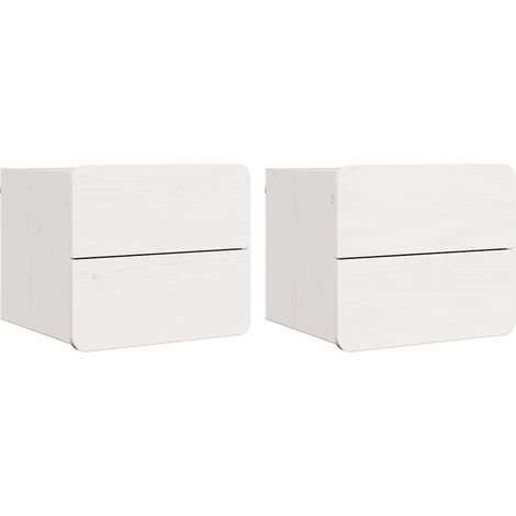 Maison Exclusive - Comodino 2 pcs Bianco 39 x 34 x 33 cm Legno di pino massello