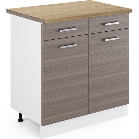 Mobiletto base per cucina R-Line, Grigio, 80 cm , PL Rovere, Vicco