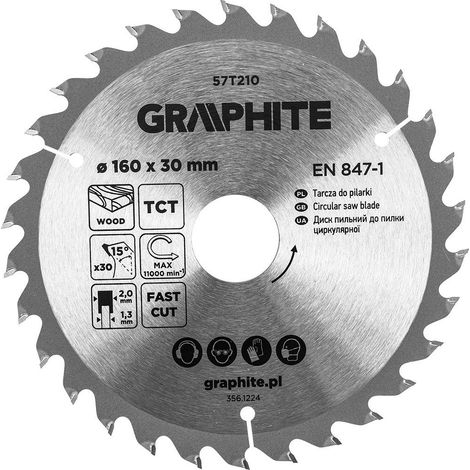 Lama per sega circolare graphite 57t210 160 mm 30 denti