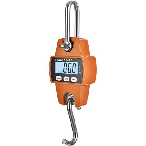 Orangefarbene, einteilige Mini-tragbare digitale LCD-Waage, elektronische Spielwaage mit Kranfunktion, 300 kg Leiter mit Haken, Reisekoffer, Outdoor-Angeln (1/5)