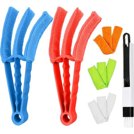 Lot de 2 brosses de nettoyage pour stores vénitiens amovibles et lavables avec 5 manchons en microfibre pour stores, climatisation, grille d'aération de voiture inclus-Fei Yu (1/5)