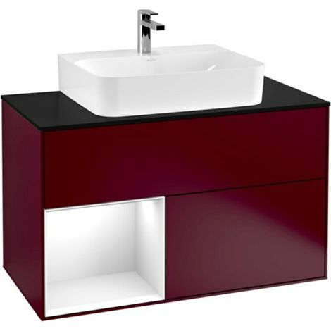 V&B Waschtischunterschrank Wandbeleuchtung Finion 100, Pl bla m, Reg li glo wh. Lac, Peo m (1/2)