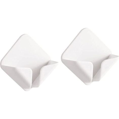 Lot de 2 supports de prise et de fixation murale - Crochets auto-adhésifs - Supports de prise murale - Multiprises - Utile comme organisateur de câbles, support de rangement pour clés (1/5)