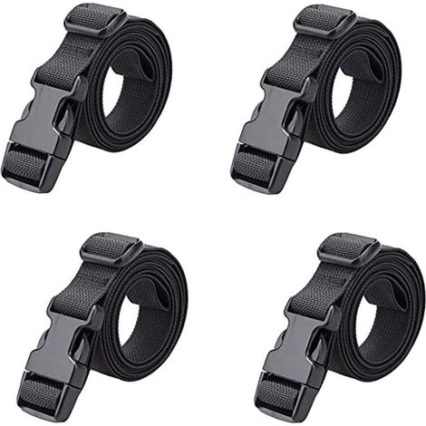 4 pièces Sangle à Boucle Rapide 25 mm Sangle Valise Petite Sangle à Cliquet Plastique pour Arrimage Bagage Fixation Déménagement (Noir - 25 mm, 1.8 m) (1/4)