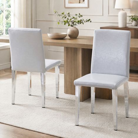 Conjunto 2 sillas comedor PU metal gris plata OKMYHOME (1/5)