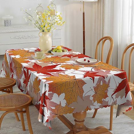 Nappe nordique imperméable et résistante à l'huile, motif citrouille et feuilles d'automne, idéale pour décorer une table basse ou un salon pendant les fêtes. Trois modèles. (1/5)
