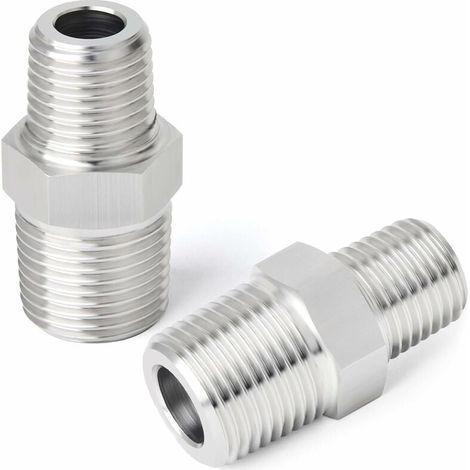 Raccord De Tuyau Réducteur - Mâle BSP 1" x 1/2" - Mamelon Hexagonal En Acier Inoxydable 304 - 2 Pièces