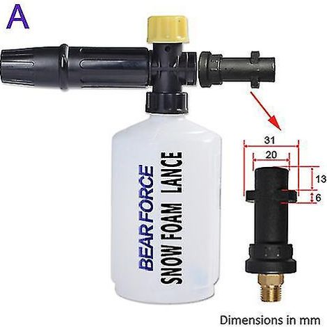 Schaumpistole für die Autowäsche, Schaumkanone, Schaumgenerator kompatibel mit Hochdruckreinigern von Kärcher, Kranzle, Interskol, Elitech, Huter, Gerni und Stihl (farblos). (1/5)