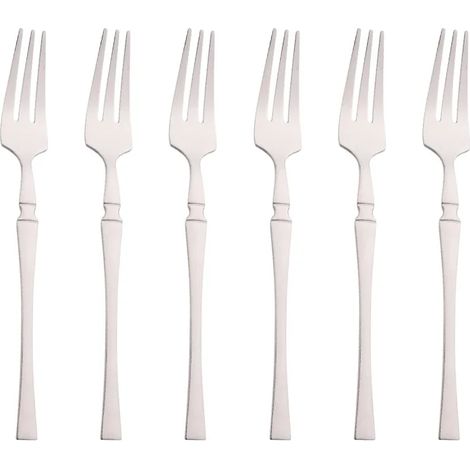 (Argent, 6 pièces) Petites fourchettes à fruits en acier inoxydable, couverts de cuisine