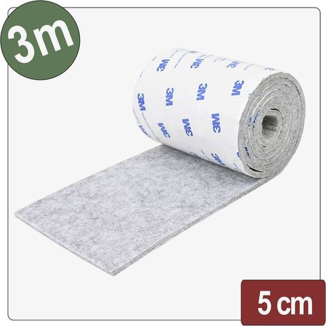 Quadrios 26SA121 Patins en feutre autocollant, rond gris (L x l x H) 3000 x 50 x 4 mm 3 m