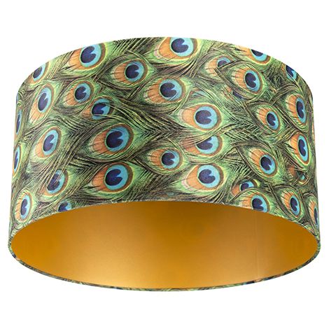 QAZQA Pantalla de lámpara de terciopelo diseño pavo real 50/50/25