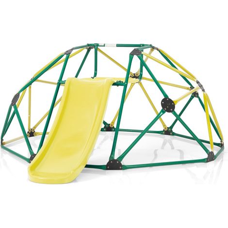 Dôme d'escalade avec toboggan pour enfants 241,5 x 183 x 91,5 cm développement moteur moderne en métal jaune