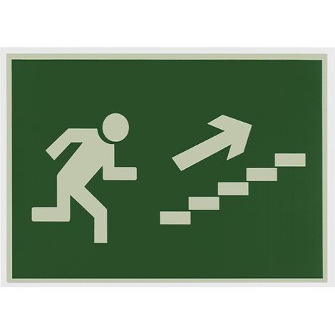 Panneau de sortie de secours fluorescent en PVC 21x29 cm VERT ET BLANC