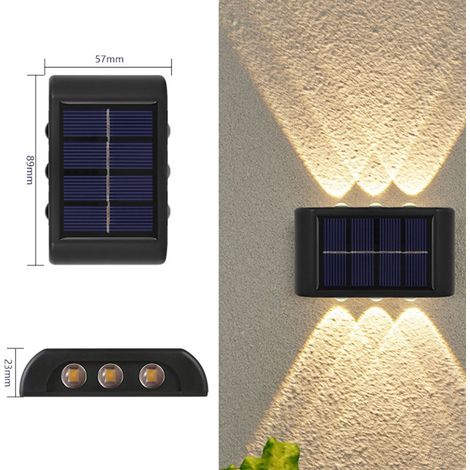 Lampe Solaire Murale - 4 ou 6 LED - Capteur de Luminosité Automatique - Étanche IP65 - Pour Jardin Porte Cour Patio - 1 Pièce (1/5)