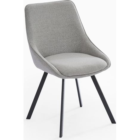 Silla giratoria de tela para salón-comedor de diseño moderno Navya - Gris claro (1/5)