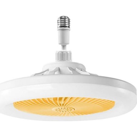 Ventilador de techo con luz E27 LED regulable 1200 lm, 3 velocidades, mando a distancia, temporizador, amarillo (1/5)