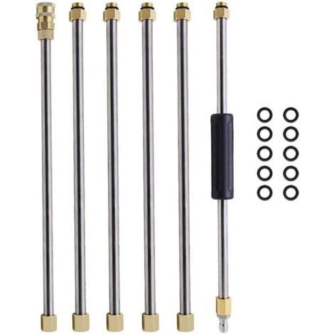 Accessoire Nettoyeur Haute Pression 1/4 Pouce Connecteur Rapide Ensemble De Baguettes D'Extension En Acier Inoxydable Pour Lavage Voiture Et Nettoyage Gouttière (1/5)