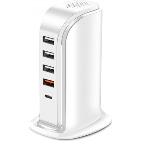 Chargeur USB Type vertical Large tension Universel 3A 4 USB QC 3.0 PD Charge rapide Station de charge USB pour téléphone portable (1/5)