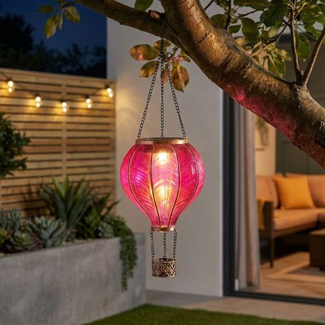 Fuchsia Hanging Solar Hot Air Balloon (1/2)