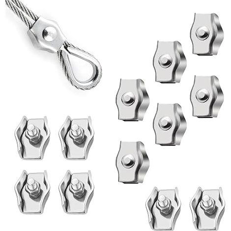 Lntyq 12 Pièces Pince Câble Métallique M3 Serre-câbles en Acier Inoxydable Simplex Serre Cable Acier pour Les Chantiers de Construction et Les Navires