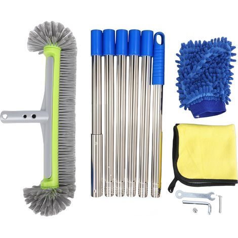 Brosse de piscine avec manche, brosse ronde à récurer, brosse pour carrelage mural de piscine, pour la maison et l'hôtel, verte (1/5)