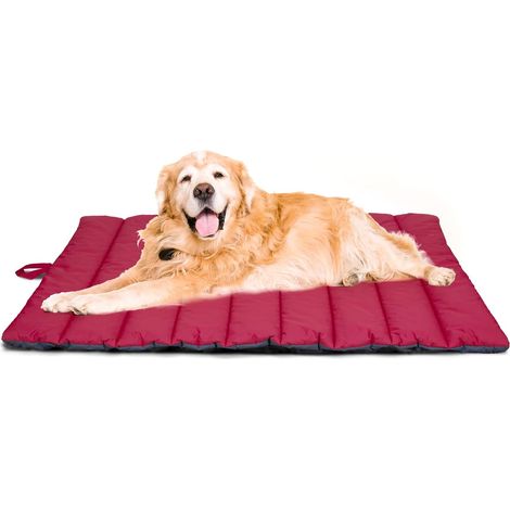 Tappetino impermeabile per cani da esterno, cuccia lavabile, antistatica, igienica, pieghevole, grande coperta da viaggio per animali domestici 110x68 cm (rosso/grigio) (1/5)