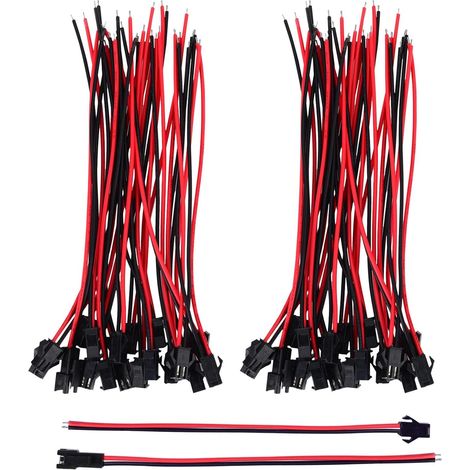 24 AWG JST SM JST Connector 2 Pin Adaptateur de Connecteur Mâle et Femelle avec Câble de Électrique de 100 mm pour LED Light, 10 Paires