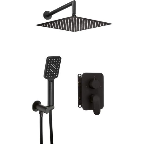 Set doccia a scomparsa con box miscelatore in ottone finitura nera - Montain