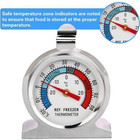 Thermomètre Réfrigérateur - Cadran Grand Format - Acier Inoxydable - Pour Réfrigérateur Congélateur - 3 Pièces (1/5)