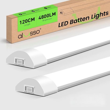 Set of 2 LED Strip Lights 120 cm Neon Integrated Ceiling Light 40W 4800lm Super Bright, 3000K/4500K/6500K Warm/Neutral/Cold White, Ceiling Lamp for Garage Shop Cellar Office Workshop (1/5)