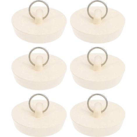Set mit 6 Gummistopfen für Spüle, Badewanne und Küche. – 2,82 x 2,3 x 1 cm – Weiß (1/4)