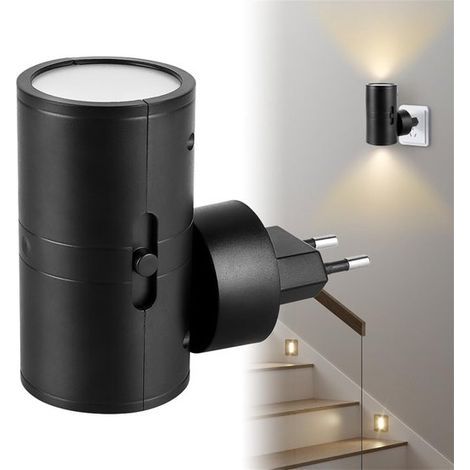 Ynkkvre – Steckdosen-Nachtlicht – 1 Stück – Steckdosenlampe – 8,78 x 4,8 cm – Für Erwachsene – Beleuchtung nach oben und unten – Einstellbare Helligkeit – Tag-/Nachtsensor – Steckdosen-Spotlight – Sch (1/5)