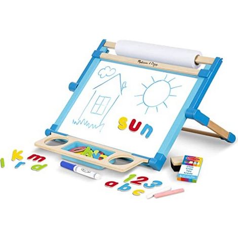 Melissa & Doug 12790 Cavalletto da Tavola Magnetico a Due Lati - Lavagna Cancellabile a Secco e per Gessetti (1/5)