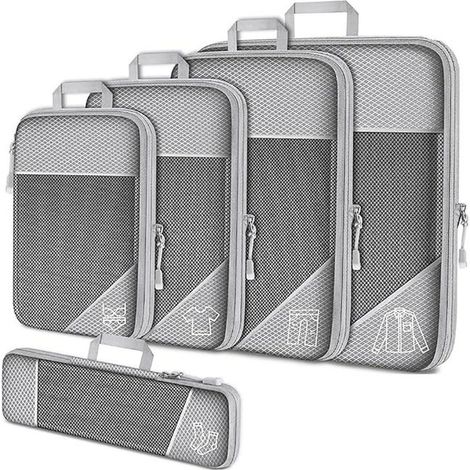 Set di 5 cubi di compressione per l'imballaggio, borse da viaggio espandibili per riporre oggetti in viaggio e a casa (1/5)