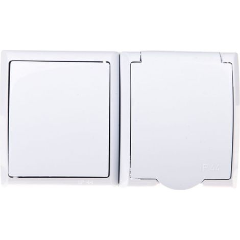 Interruptor hermético individual Fala + enchufe con tapa, color blanco ZH-Ł1G/00/w