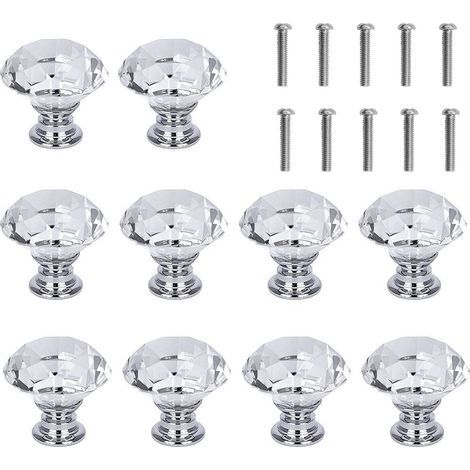 Lot de 10 poignées de vitrine, losange, 3 cm, blanc (1/5)