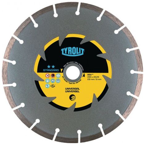 Disque à tronçonner diamant DCU Standard D. 230 mm perçage 22,23 mm construction