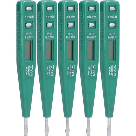 Testeur de tension numérique sans contact CC/CA multifonctionnel (lot de 5) : détecteur de tension sûr à faible consommation et à faible consommation (12 250 V). (1/5)