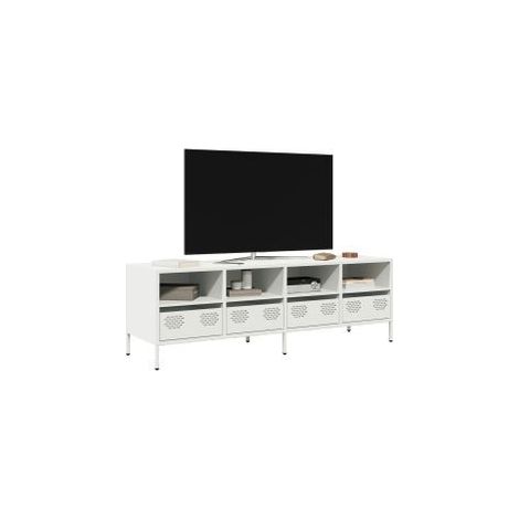 Meuble TV blanc 135x39x43,5 acier laminé à froid (1/5)
