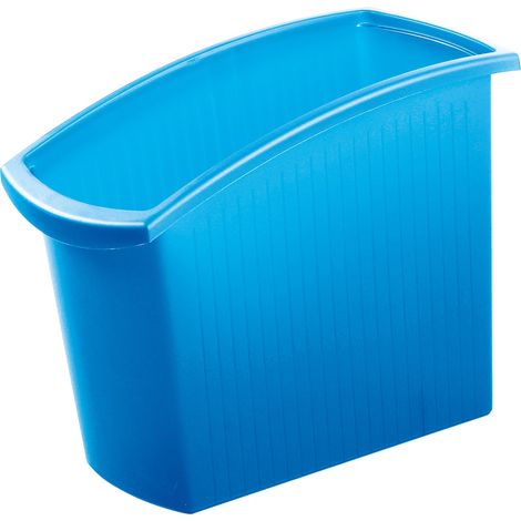 Lot de 3 corbeilles à papier design élégant et mince de 18 litres pour économiser de l'espace sous le bureau Bleu translucide (1/3)