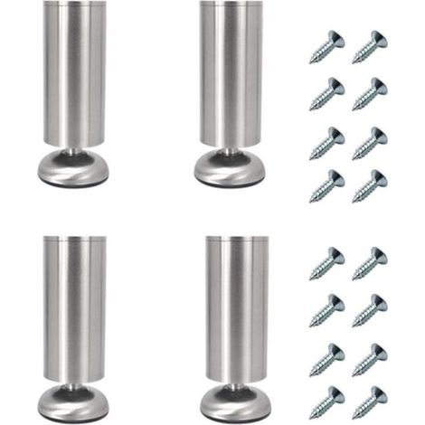Lot De 4 Pieds Réglables Pour Meubles 18 Cm De Long, Extra Épais, En Acier Inoxydable, Très Résistants, Meuble De Table Basse, Pieds De Télévision, Pieds De Support De Canapé (1/5)