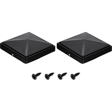 2Pcs Capuchons De Poteau De Clôture, 122mm/4.8-inch Capuchon Carré, Couverture De Poteau En Fer Pyramidal Étanche Avec Vis Pour Clôture Métal Bois Terrasse Boîte Aux. (1/5)