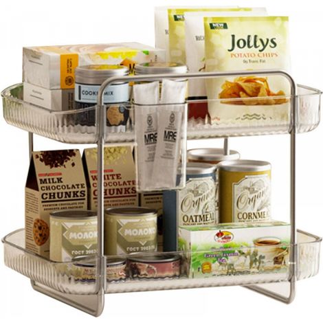 Étagère à tasses à 2 niveaux avec bac de vidange amovible, organiseur de comptoir de cuisine, égouttoir à bouteilles en verre avec panier de vidange, support de maquillage (1/3)