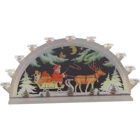 Pont de Bougie LED Illuminé en Acrylique Père Noël - Décoration de Noël Intérieure à Piles